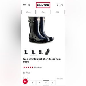 Hunter Women's Original Short Gloss Rain Boots